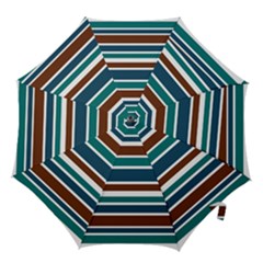 Teal Brown Stripes Hook Handle Umbrellas (small) by BrightVibesDesign