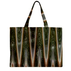 Green Brown Zigzag Zipper Mini Tote Bag by BrightVibesDesign