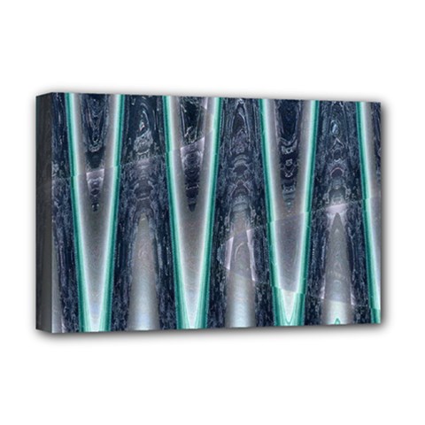 Blue Turquoise Zigzag Pattern Deluxe Canvas 18  X 12   by BrightVibesDesign