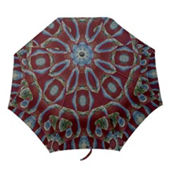 Fancy Maroon Blue Design Folding Umbrellas by BrightVibesDesign