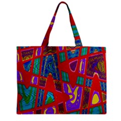 Bright Red Mod Pop Art Zipper Mini Tote Bag by BrightVibesDesign