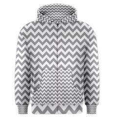 Medium Grey & White Zigzag Pattern Men s Zipper Hoodie by Zandiepants