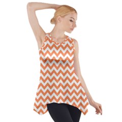Tangerine Orange & White Zigzag Pattern Side Drop Tank Tunic by Zandiepants