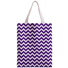 Royal Purple & White Zigzag Pattern Zipper Classic Tote Bag by Zandiepants