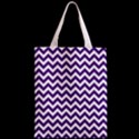 Royal Purple & White Zigzag Pattern Zipper Classic Tote Bag View2