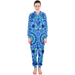 Blue Sea Jewel Mandala Hooded Jumpsuit (ladies)  by Zandiepants