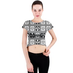 Black And White Crew Neck Crop Top by FunkyPatterns