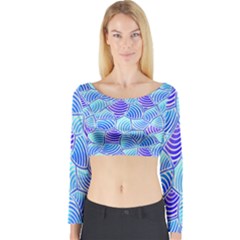 Blue And Purple Glowing Long Sleeve Crop Top by FunkyPatterns