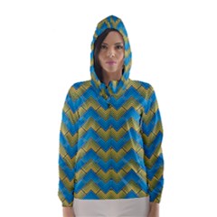 Blue And Yellow Hooded Wind Breaker (women) by FunkyPatterns