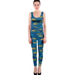 Blue Waves Onepiece Catsuit by FunkyPatterns
