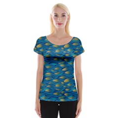 Blue Waves Women s Cap Sleeve Top by FunkyPatterns