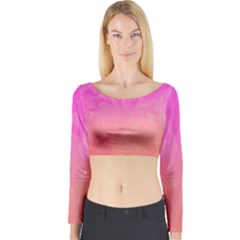 Ombre Pink Orange Long Sleeve Crop Top by BrightVibesDesign