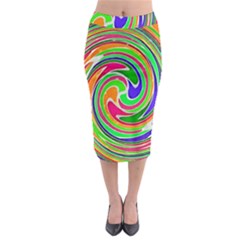 Colorful Whirlpool Watercolors                                                  Midi Pencil Skirt by LalyLauraFLM