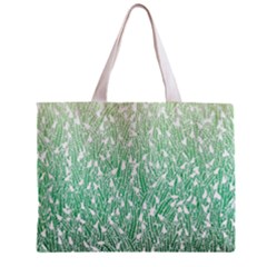 Green Ombre Feather Pattern, White, Zipper Mini Tote Bag by Zandiepants