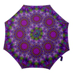 Rainbow At Dusk, Abstract Star Of Light Hook Handle Umbrellas (small) by DianeClancy