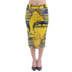 Conundrum Ii, Abstract Golden & Sapphire Goddess Midi Pencil Skirt by DianeClancy