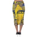 Conundrum II, Abstract Golden & Sapphire Goddess Midi Pencil Skirt View2