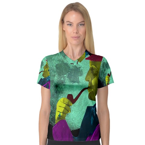 Sherlock Holmes Women s V-neck Sport Mesh Tee by icarusismartdesigns
