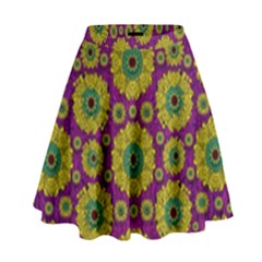 Sunroses Mixed With Stars In A Moonlight Serenade High Waist Skirt by pepitasart