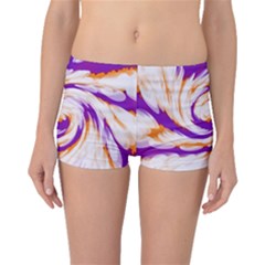 Tie Dye Purple Orange Abstract Swirl Boyleg Bikini Bottoms by BrightVibesDesign