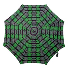Pattern Tile Green Purple Hook Handle Umbrellas (small) by BrightVibesDesign