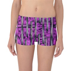 Purple Lace Landscape Abstract Shimmering Lovely In The Dark Reversible Boyleg Bikini Bottoms by pepitasart