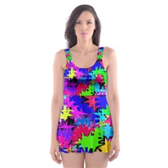 Colorful Shapes                                                                             Skater Dress Swimsuit by LalyLauraFLM