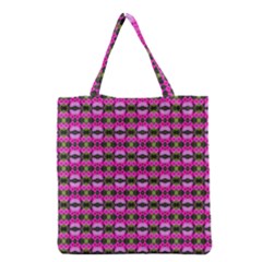 Pretty Pink Flower Pattern Grocery Tote Bag by BrightVibesDesign