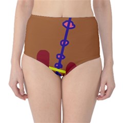 Brown Abstraction High-waist Bikini Bottoms by Valentinaart