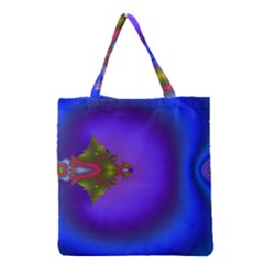 Into The Blue Fractal Grocery Tote Bag by Fractalsandkaleidoscopes