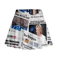 Hillary 2016 Historic Newspaper Collage Mini Flare Skirt by blueamerica