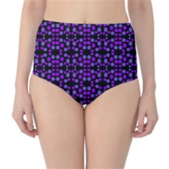Dots Pattern Purple High-waist Bikini Bottoms by BrightVibesDesign