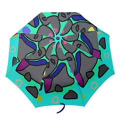 Blue Comic Abstract Folding Umbrellas by Valentinaart