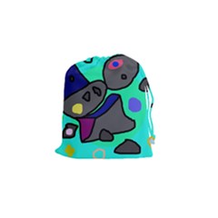Blue Comic Abstract Drawstring Pouches (small)  by Valentinaart