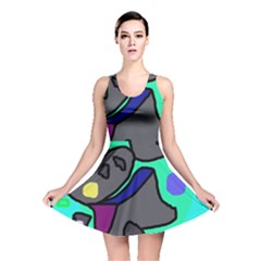 Blue Comic Abstract Reversible Skater Dress by Valentinaart