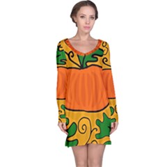 Thanksgiving Pumpkin Long Sleeve Nightdress by Valentinaart