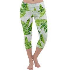 Fern Leaves Capri Yoga Leggings by DanaeStudio