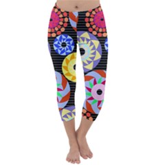 Colorful Retro Circular Pattern Capri Winter Leggings  by DanaeStudio