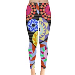 Colorful Retro Circular Pattern Leggings  by DanaeStudio