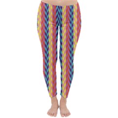 Colorful Chevron Retro Pattern Winter Leggings  by DanaeStudio