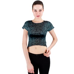 Polygonal And Triangles In Blue Colors  Crew Neck Crop Top by vanessagf