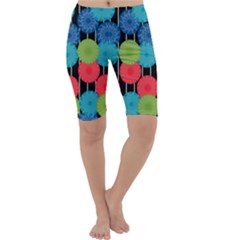 Vibrant Retro Pattern Cropped Leggings  by DanaeStudio