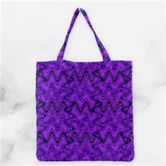 Purple Wavey Squiggles Grocery Tote Bag by BrightVibesDesign