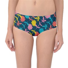 Colorful Floral Pattern Mid-waist Bikini Bottoms by DanaeStudio