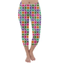 Modernist Floral Tiles Capri Winter Leggings  by DanaeStudio