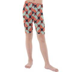 Modernist Geometric Tiles Kid s Mid Length Swim Shorts by DanaeStudio