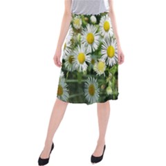White Summer Flowers Watercolor Painting Art Midi Beach Skirt by picsaspassion
