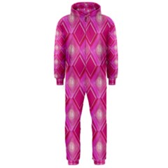 Pink Sweet Number 16 Diamonds Geometric Pattern Hooded Jumpsuit (men)  by yoursparklingshop