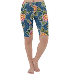 Floral Fantsy Pattern Cropped Leggings  by DanaeStudio
