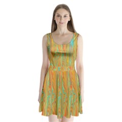 Beautiful Abstract In Orange, Aqua, Gold Split Back Mini Dress  by digitaldivadesigns